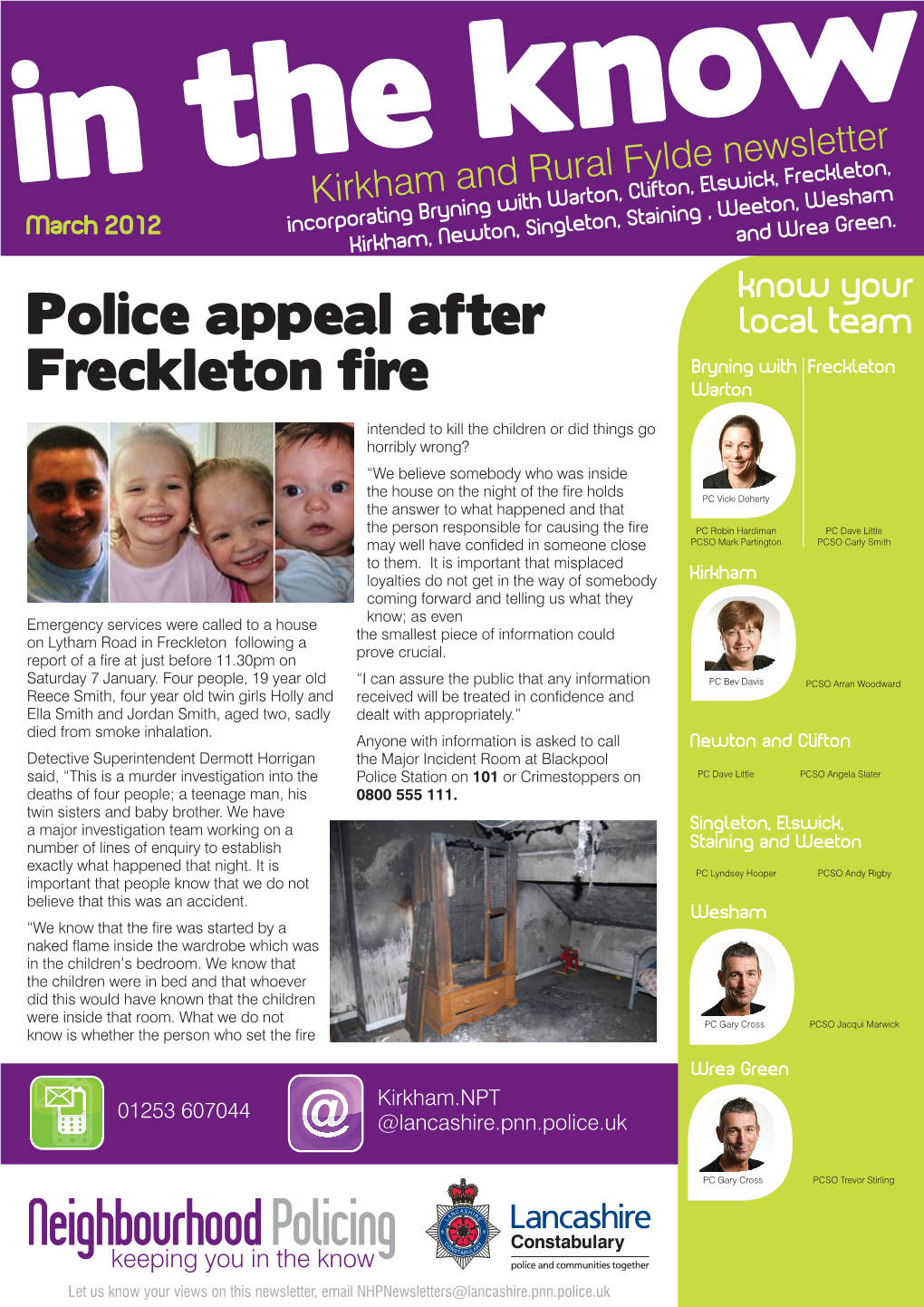 Police Appeal After Freckleton Fire