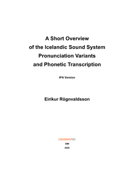 Icelandic Phonetic Transcription