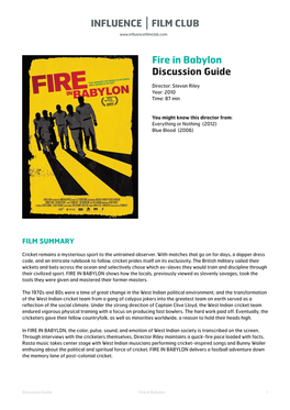 Fire in Babylon Discussion Guide