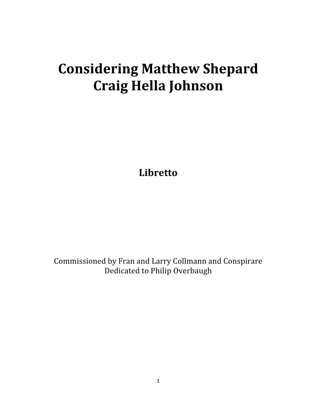 Considering Matthew Shepard Craig Hella Johnson