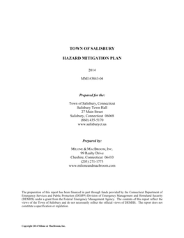 Town of Salisbury Hazard Mitigation Plan Salisbury, Connecticut December 2014 Table of Contents