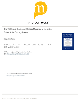 The US-Mexico Border and Mexican Migration to the United States: a 21St Century Review