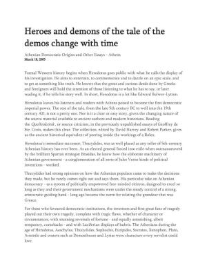 Heroes and Demons of the Tale of the Demos Change with Time