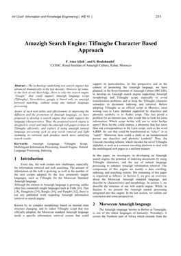 Amazigh Search Engine: Tifinaghe Character Based Approach