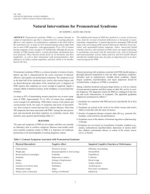 Natural Interventions for Premenstrual Syndrome