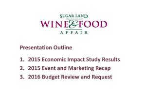 Presentation Outline 1. 2015 Economic Impact Study Results 2