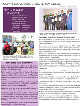 COUNTY GOVERNMENT of KISUMU NEWSLETTER Issue
