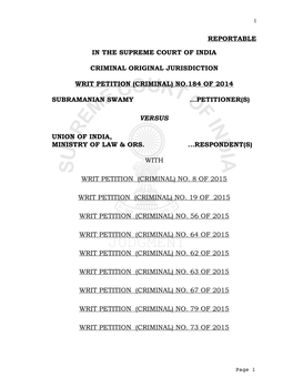 No.184 of 2014 Subramanian Swam