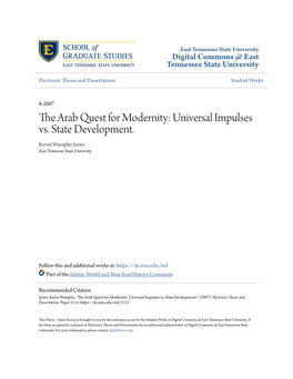 The Arab Quest for Modernity: Universal Impulses Vs