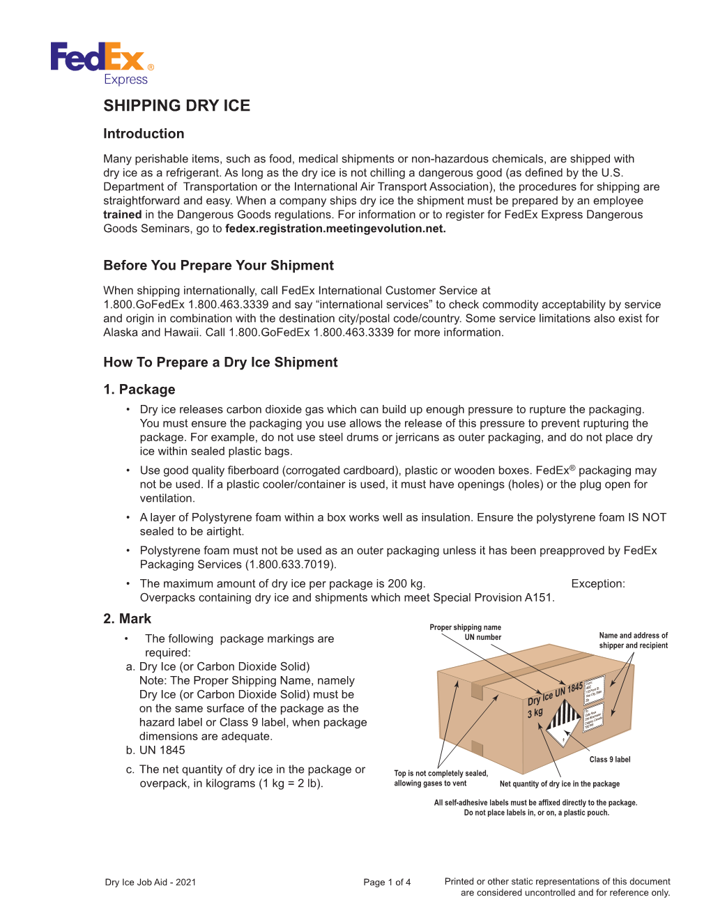 Shipping Dry Ice Job