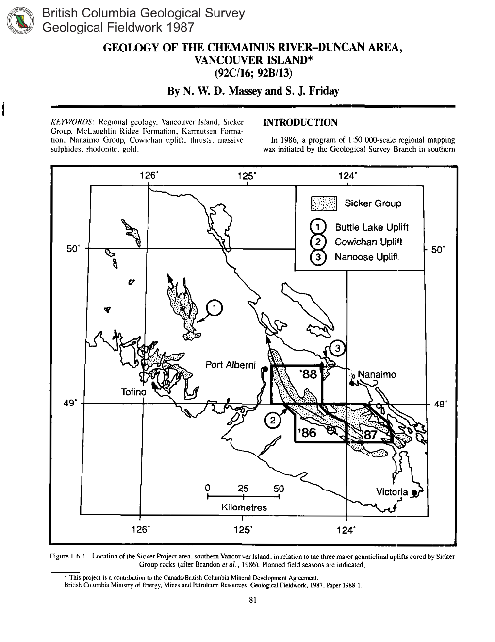 British Columbia Geological Survey Geological Fieldwork 1987