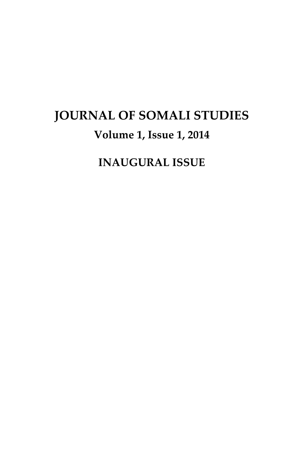 Journal of Somali Studies