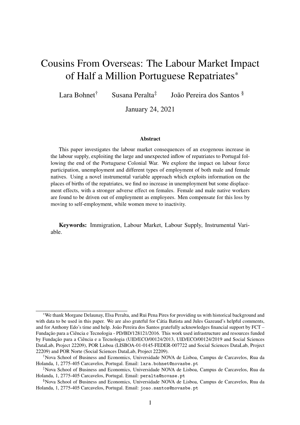 The Labour Market Impact of Half a Million Portuguese Repatriates*