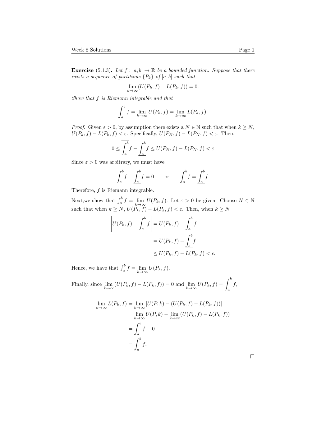 Week 8 Solutions Page 1 Exercise (5.1.3). Let F : [A, B]