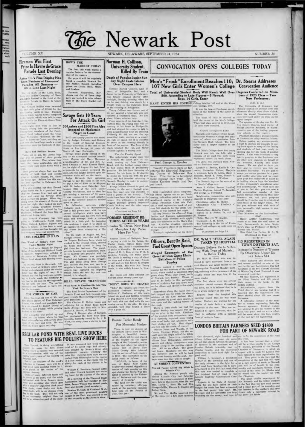 ·Ltle Newark Post NEWARK, DELAWARE, S EPTEMBER 24, 1924