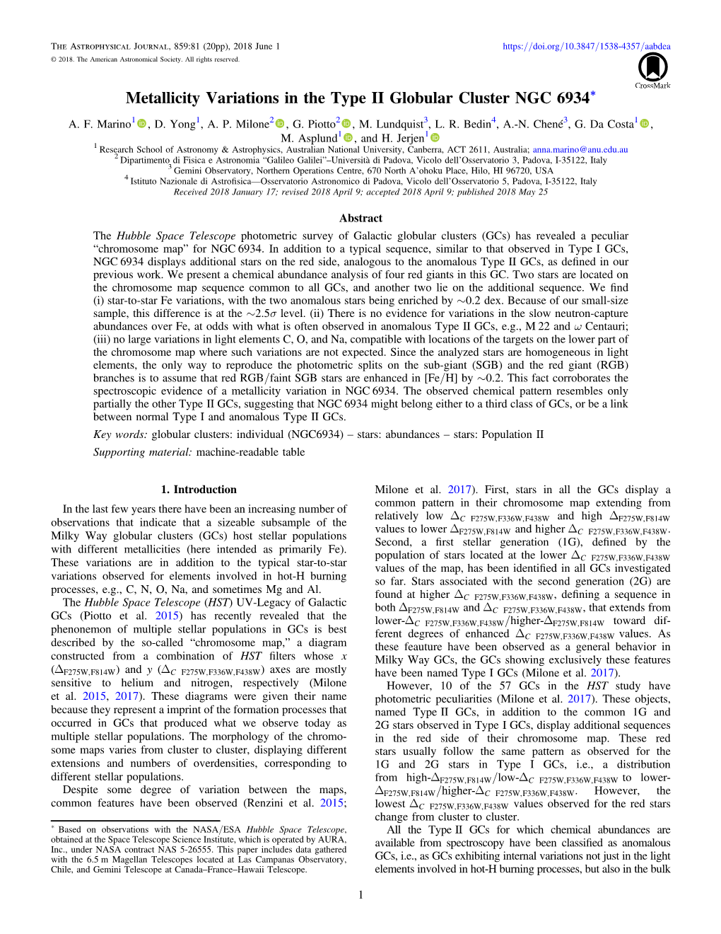 Metallicity Variations in the Type II Globular Cluster NGC 6934*