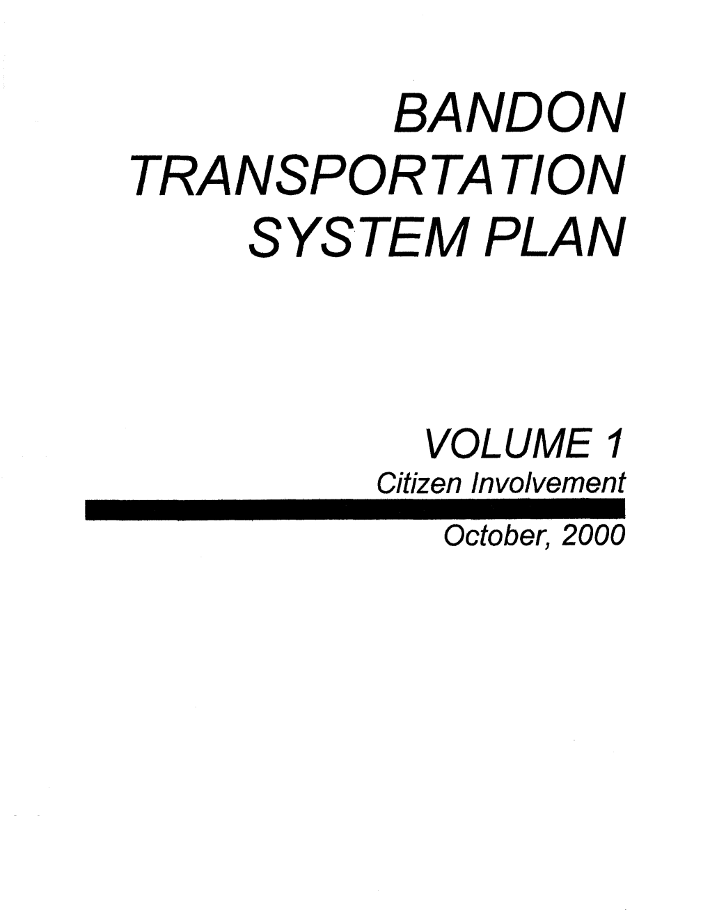 Bandon Transportation System Plan