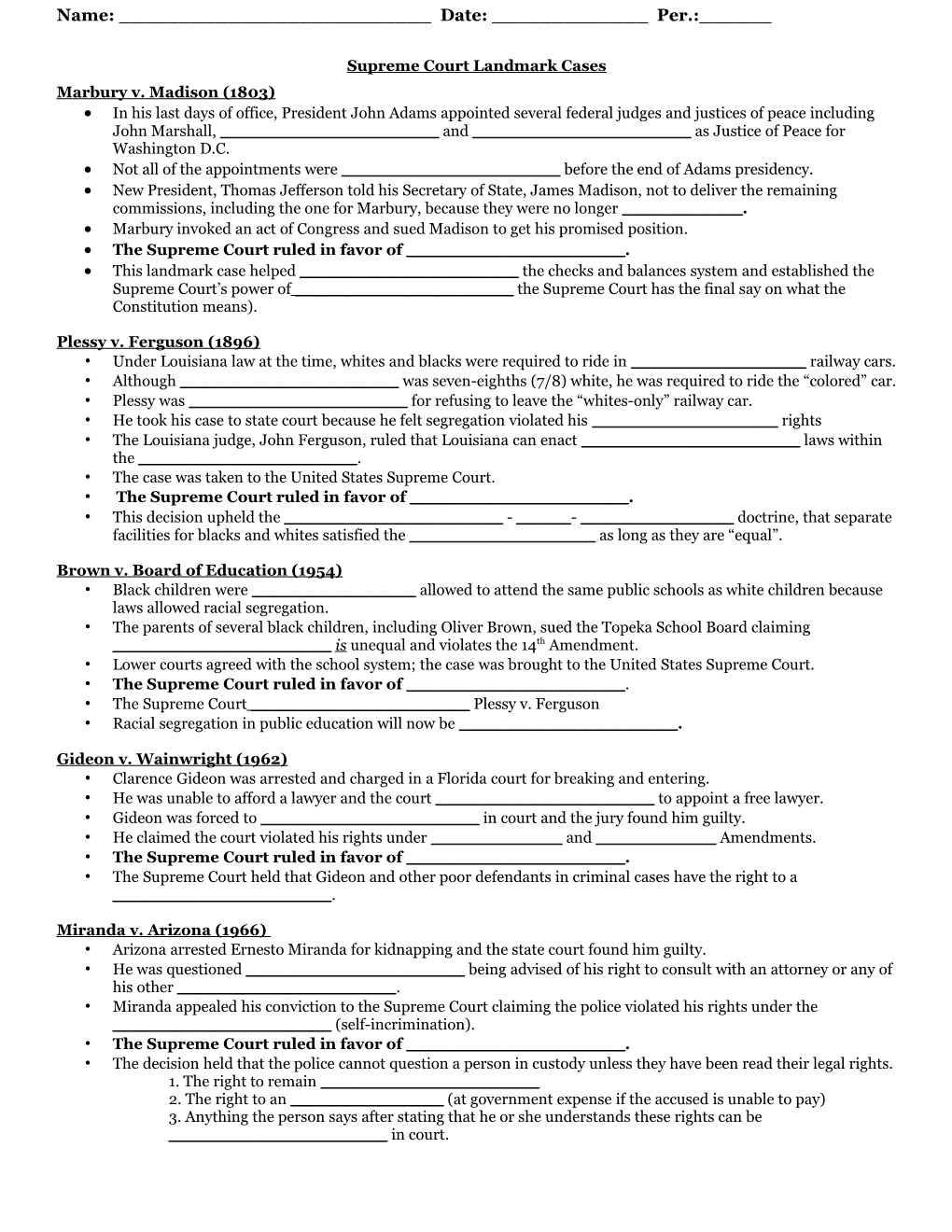 Supreme Court Landmark Cases