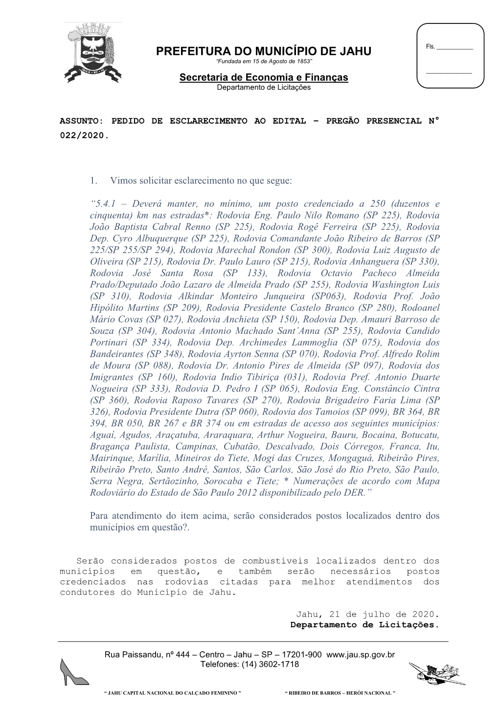 Instrumento De Contrato Para O Fornecimento De Combustiveis Com Cessão E Instalação De Tanque E Bombas