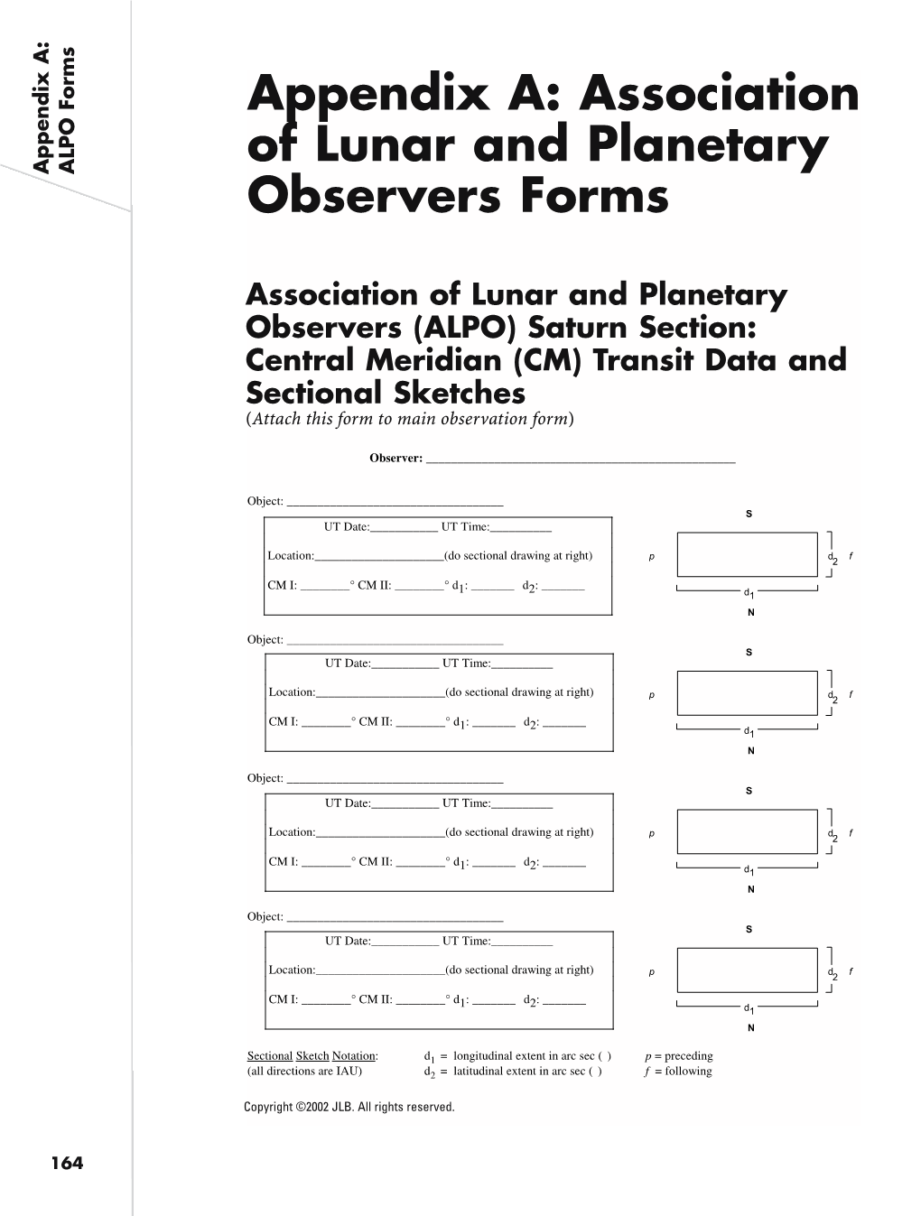 Appendix A: Association of Lunar and Planetary Observers Forms