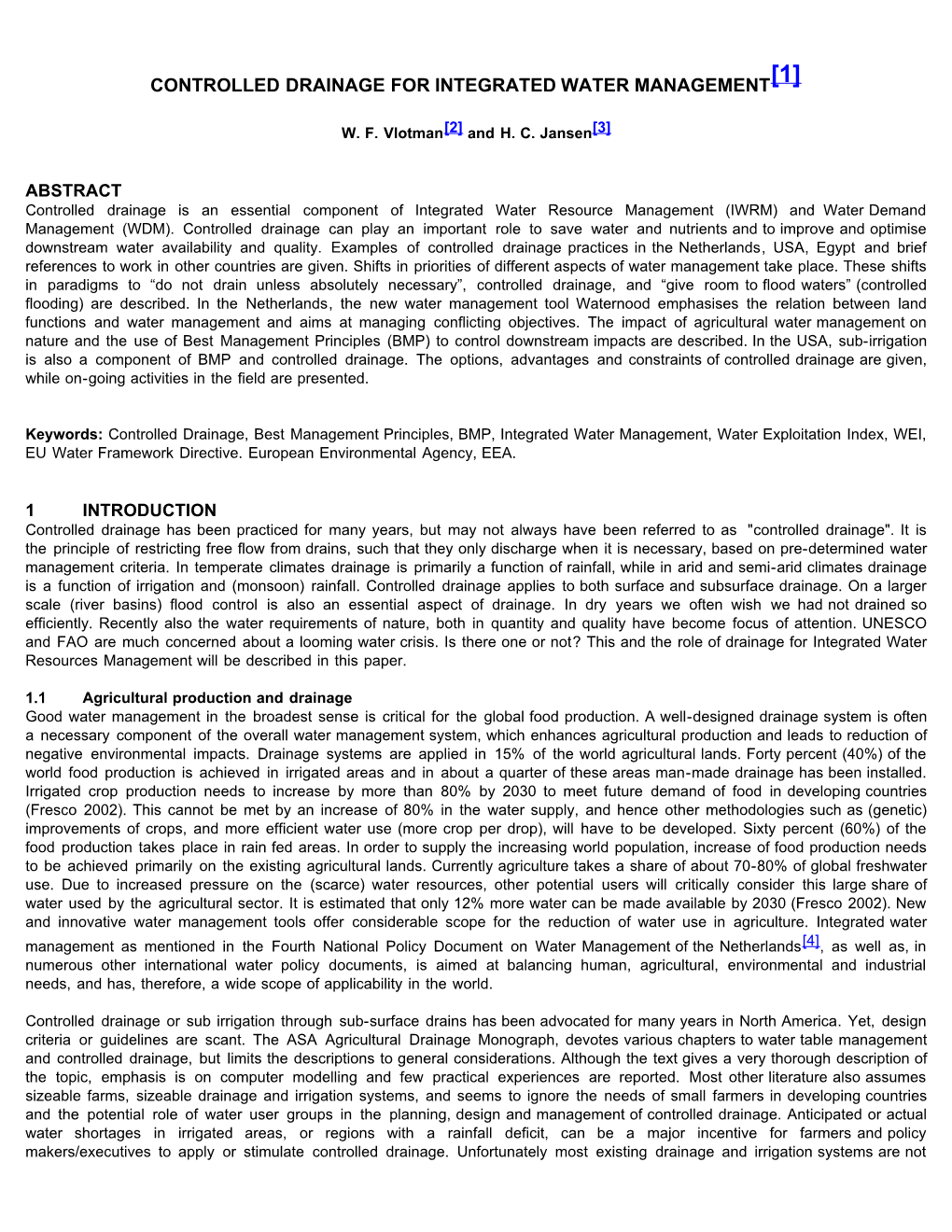 Controlled Drainage for Integrated Water Management[1]