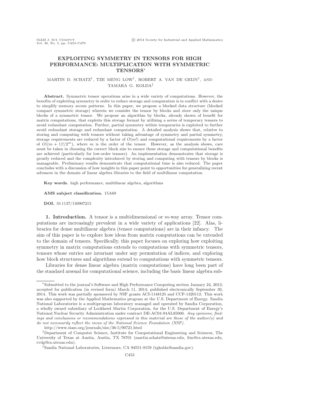 Exploiting Symmetry in Tensors for High Performance: Multiplication with Symmetric Tensors∗