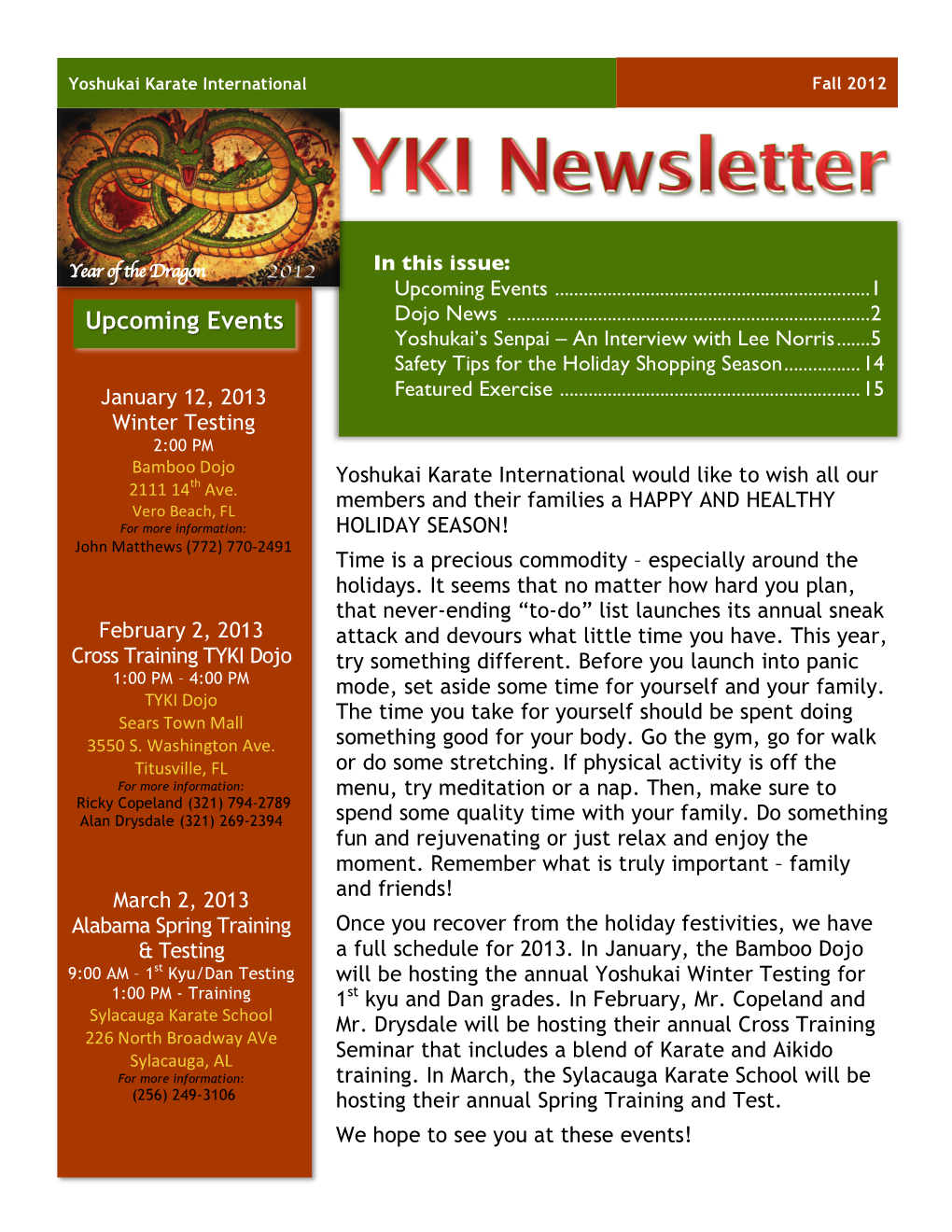 YKI Newsletter Sep-Oct 2012