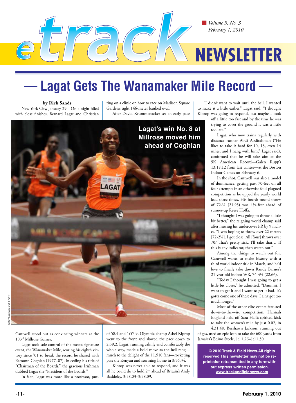 — Lagat Gets the Wanamaker Mile Record —