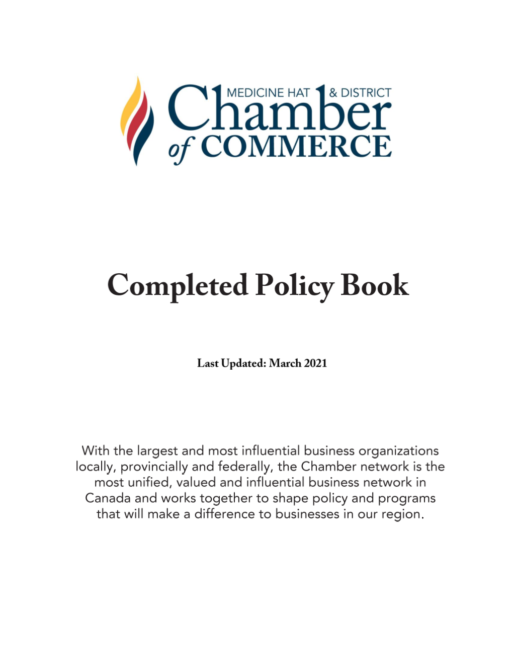 Medicine Hat & District Chamber of Commerce Policy Book