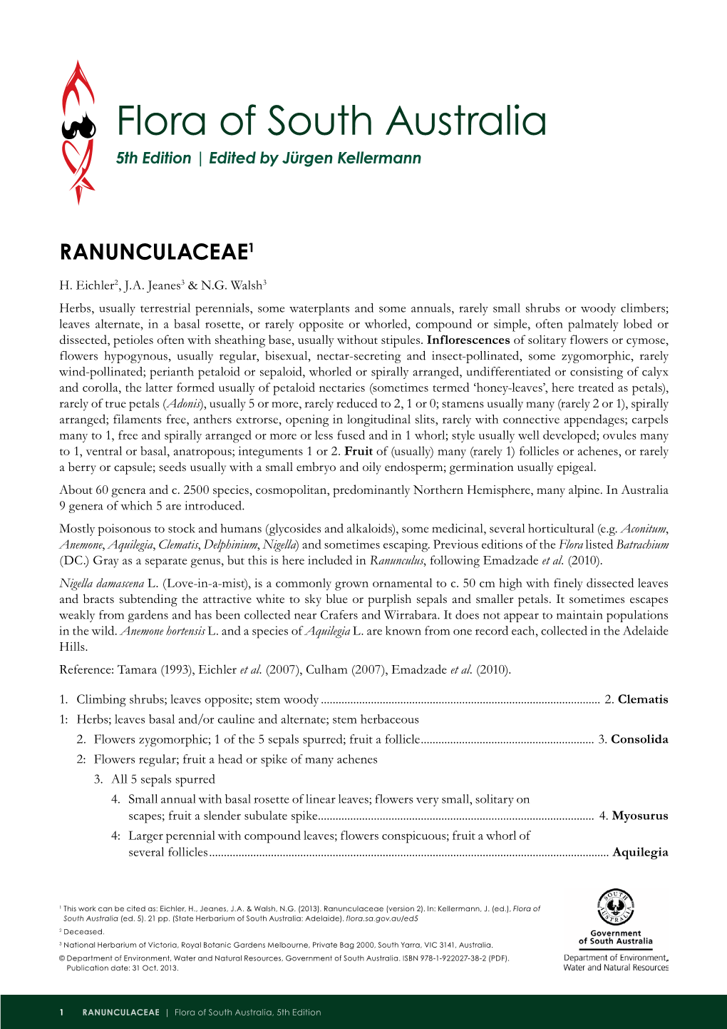 Flora of South Australia 5Th Edition | Edited by Jürgen Kellermann