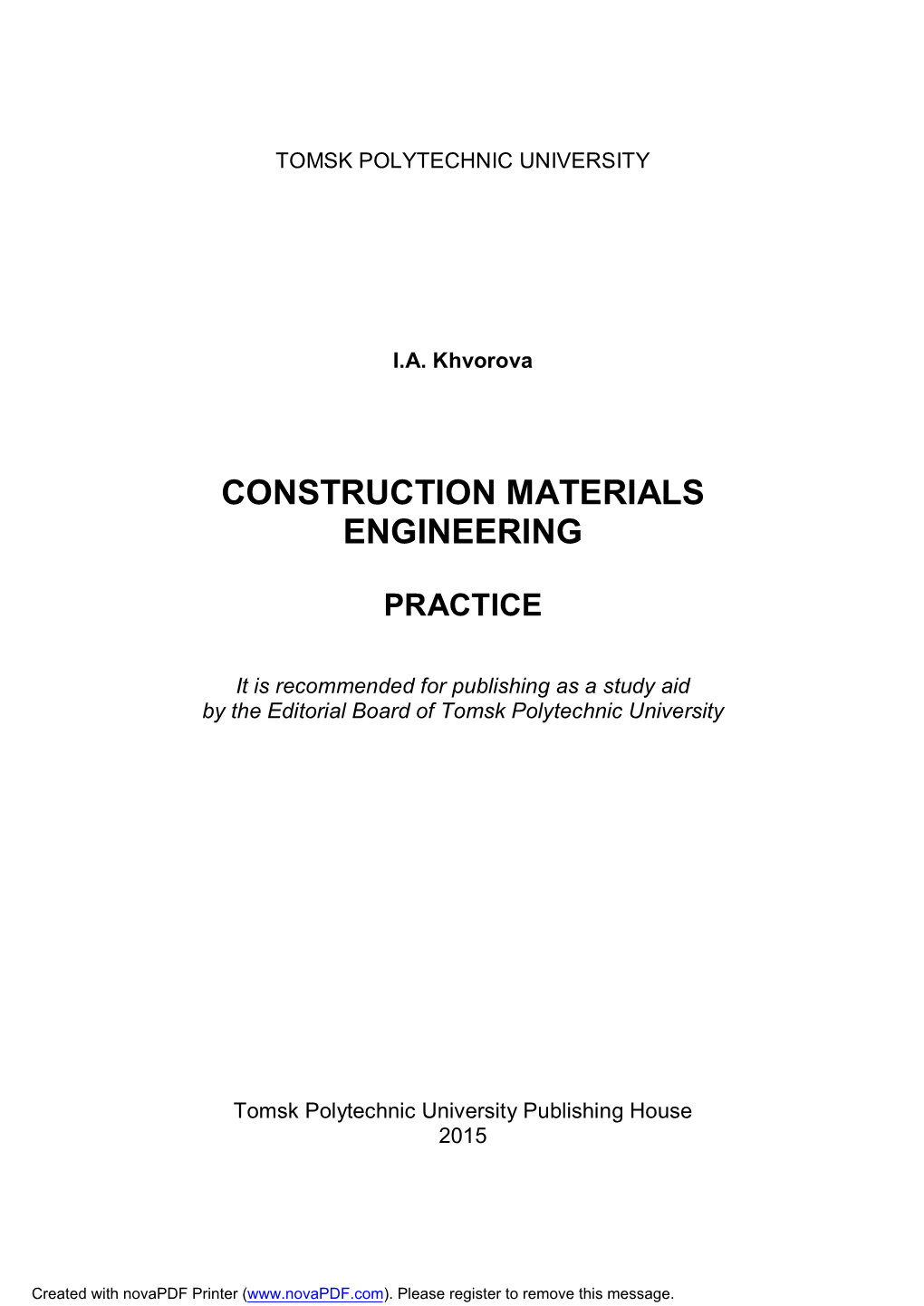 Construction Materials Engineering