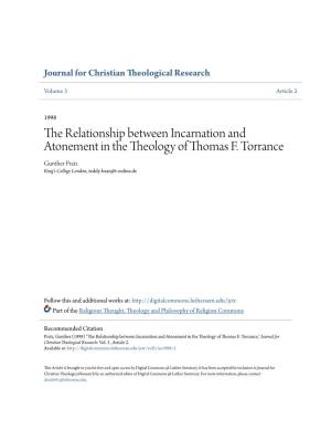 The Relationship Between Incarnation and Atonement in the Theology of Thomas F