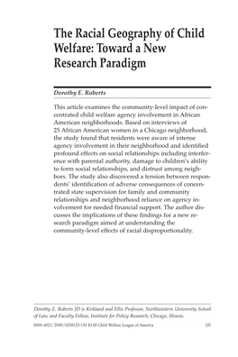 Child Welfare: Toward a New Research Paradigm