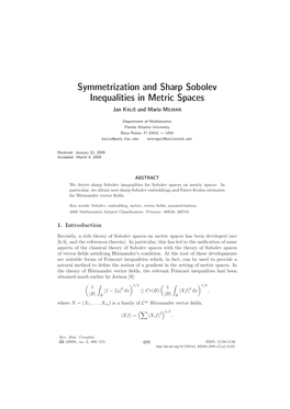 Symmetrization and Sharp Sobolev Inequalities in Metric Spaces