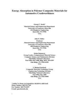 Energy Absorption in Polymer Composite Materials for Automotive Crashworthiness