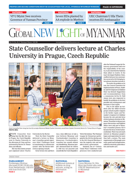State Counsellor Delivers Lecture at Charles University in Prague, Czech Republic