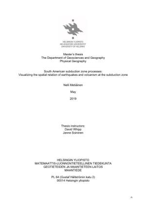 0 Master's Thesis the Department of Geosciences And