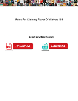 Rules for Claiming Player of Waivers Nhl