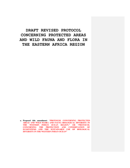 Draft Revised Protocol Concerning Protected Areas and Wild Fauna and Flora in the Eastern Africa Region