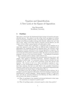 Negation and Quantification. a New Look at the Square of Opposition
