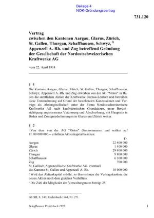 731.120 Vertrag Zwischen Den Kantonen Aargau, Glarus, Zürich, St