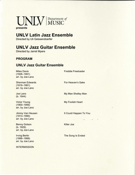 UNLV Latin Jazz Ensemble Directed by Uli Geissendoerfer