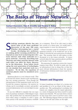 The Basics of Tensor Network an Overview of Tensors and Renormalization