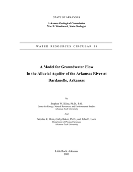 A Model for Groundwater Flow in the Alluvial Aquifer of the Arkansas River at Dardanelle, Arkansas