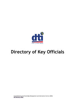 DTI Directory of Key Officials As of 28 February