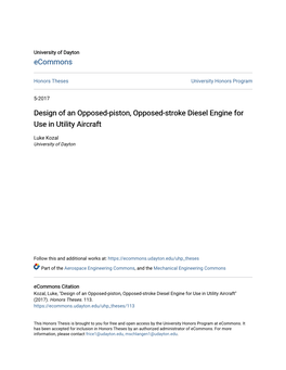 Design of an Opposed-Piston, Opposed-Stroke Diesel Engine for Use in Utility Aircraft