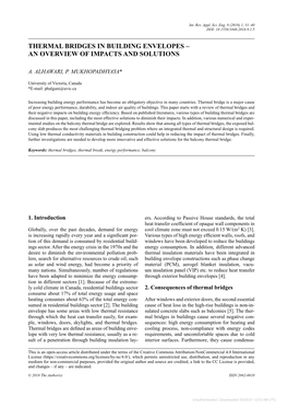 Thermal Bridges in Building Envelopes – an Overview of Impacts and Solutions