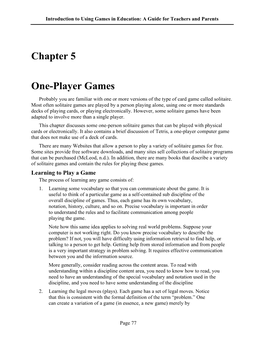 Chapter 5 One-Player Games