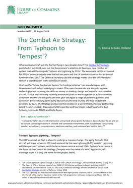 The Combat Air Strategy: from Typhoon to 'Tempest'?