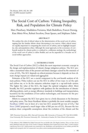 The Social Cost of Carbon: Valuing Inequality, Risk, and Population For